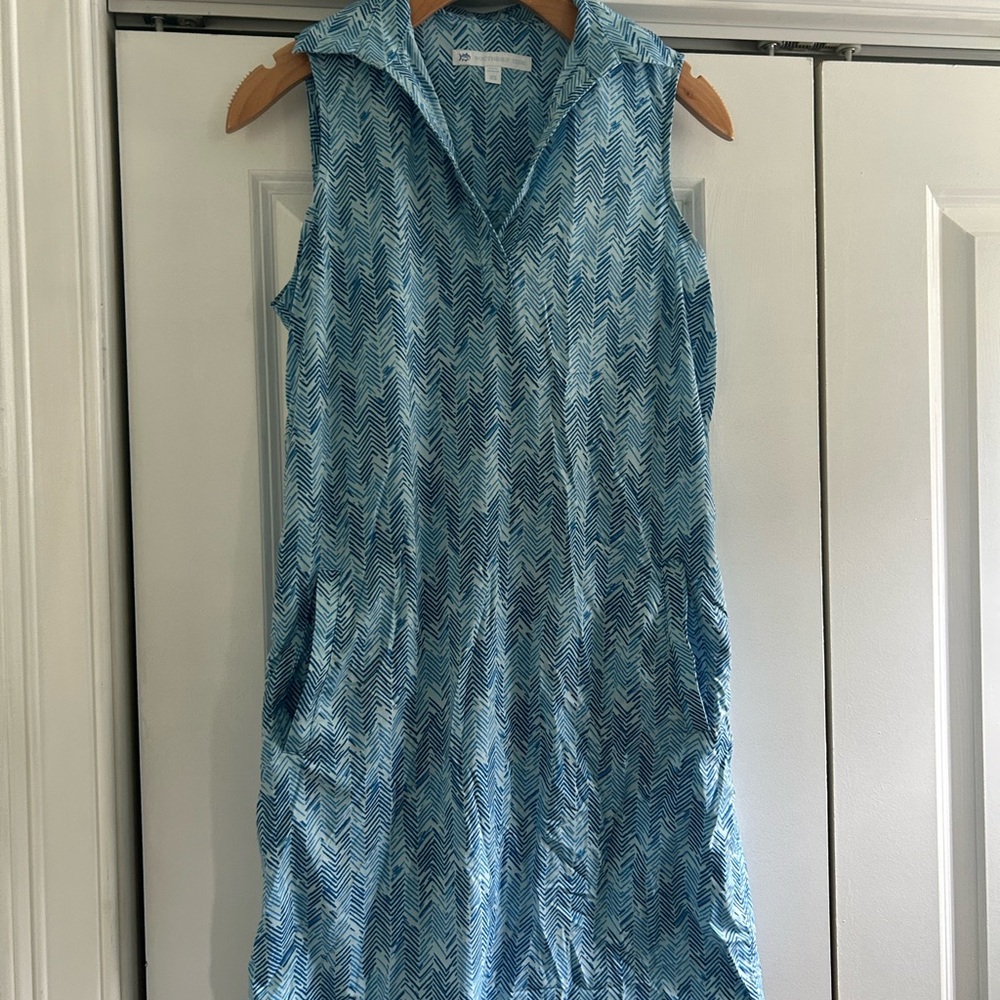 Southern Tide Blue Chevron Sleeveless Dress